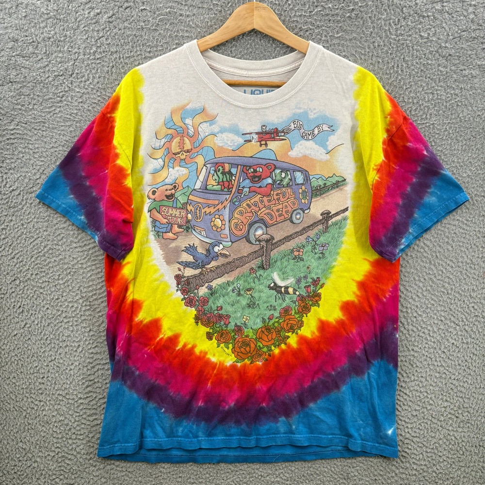 Grateful Dead Shirt Men L Tie Dye Tee Summer Bus Tour David Opie Art Graphic